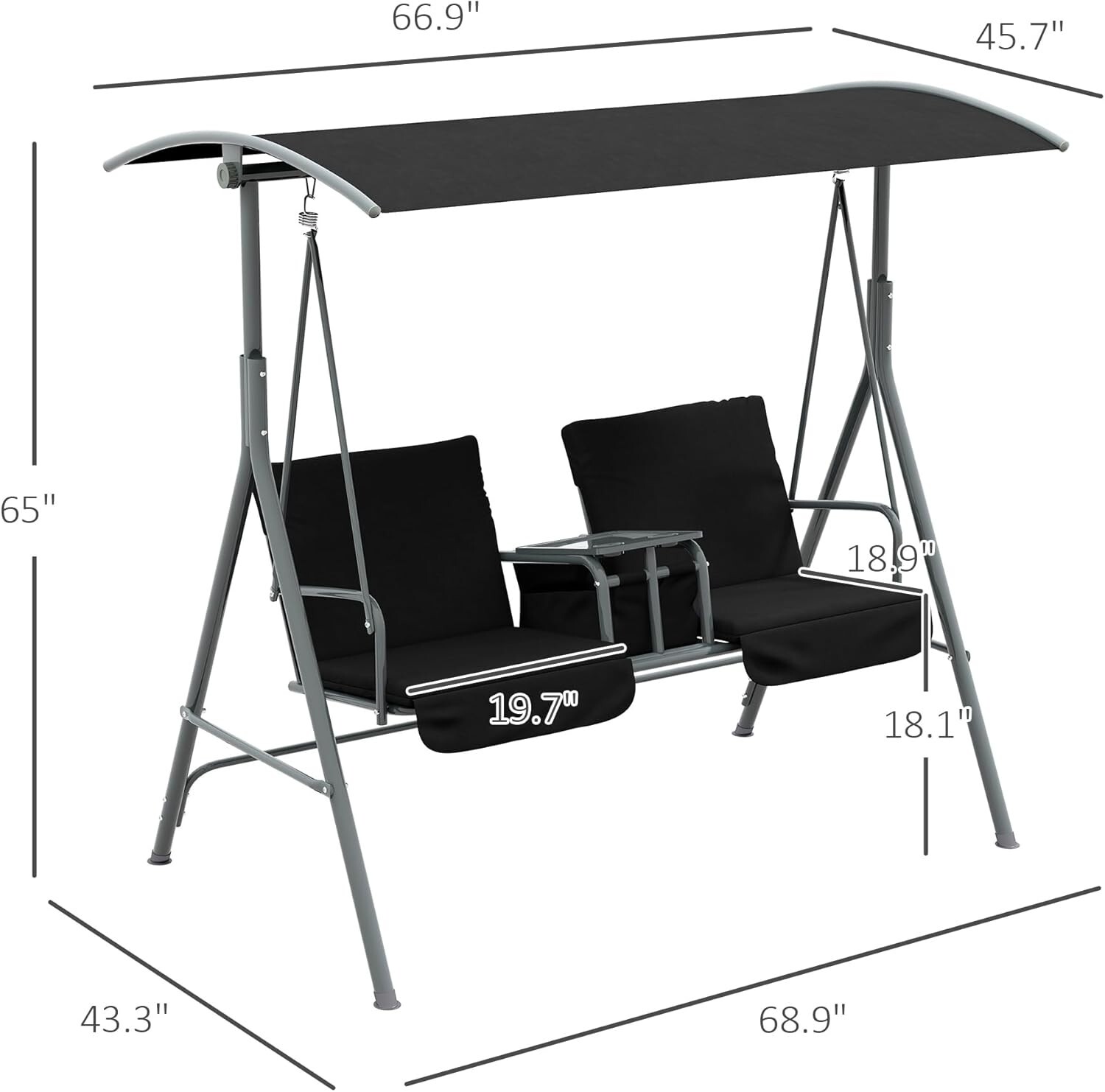 Stylish Canopy Swing for Two with Cup Holders and Cushions - Perfect for Patios
