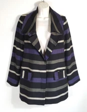 BCBGeneration Women Size Small Blazer Jacket Purple Black Striped 3-Button NEW