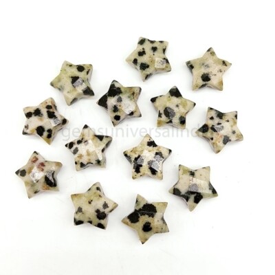 Natural Dalmatian Jasper Carved Star Shape Gemstone Handmade Beads Set Of 5