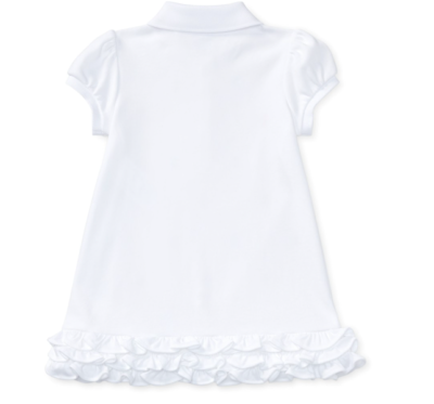 NWOT Ralph Lauren Girls Baby White Cupcake Ruffle Hem Polo Dress