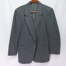 Vtg 80s Towncraft 42R Gray Herringbone Tweed 2 Button Blazer Sport Coat