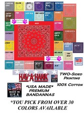 4 MIXED US Made Paisley 2Side HAV-A-HANK BANDANA Scarf Hanky Head Neck Face Mask