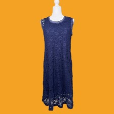 Simply Vera Vera Wang Dress Women L Blue Excellent Lace Sleeveless Shift