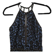 NWT Katia Black Floral Lace Halter Mini Dress S Strappy Back Goth Coquette Prom