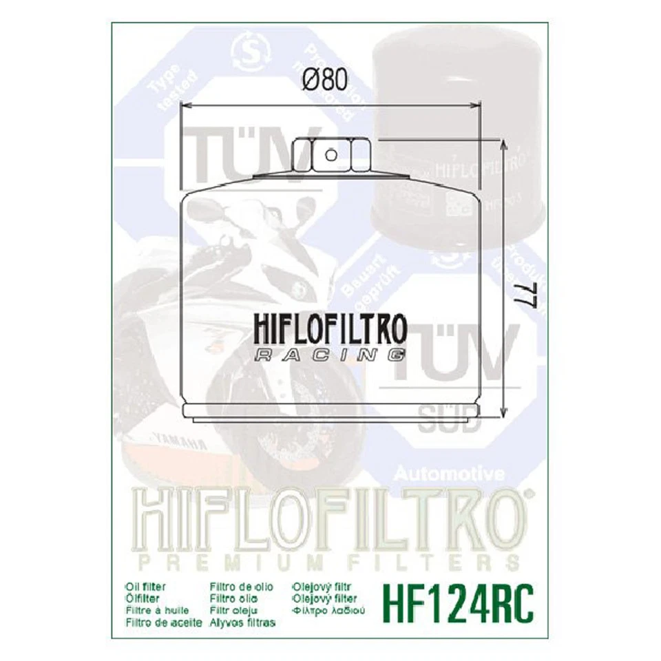 HifloFiltro 赛车滤油器 HF124RC - 替换件 16097-0009 适用于 H2/H2R - 12 包 — 第 2/4 张图片