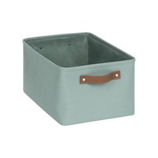 Large Decorative Storage Basket with Handles Green Sage Canvas Fabric Bin