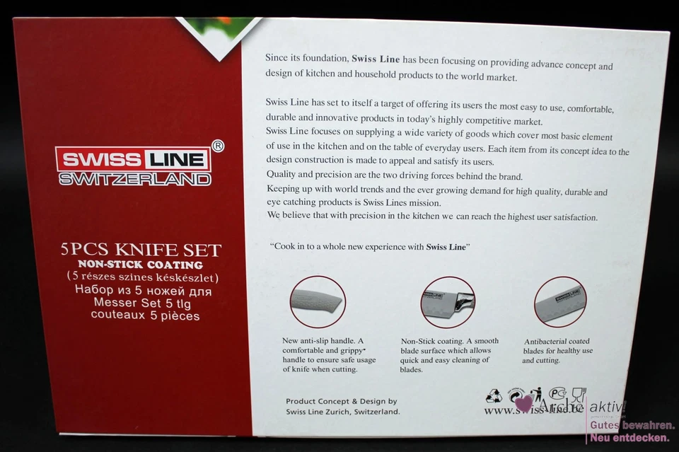 Swiss Line Messer-Set Weiß mit Antihaftbeschichtung - 5-Teilig, neuwertig - Bild 3 von 3