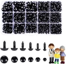 700 Pcs Black Plastic Crochet Safety Eyes Washers 6 to 14 mm Craft