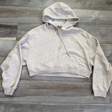NWT PINK Victorias Secret Everyday Fleece Cropped Hoodie Sz MED Heather Oatmeal