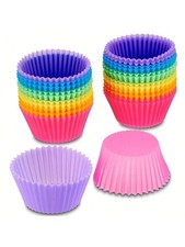 12pcs Silicone Muffin Cases Cupcake Moulds Baking Cups Reusable Non-Stick