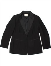 ANN HARVEY Womens 1 Button Blazer Jacket UK 18 XL Black Polyester CG77