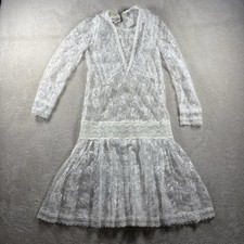 Vintage Jessica McClintock Gunne Sax Girls 6 Dress Cottagecore White Lace 70s 3C