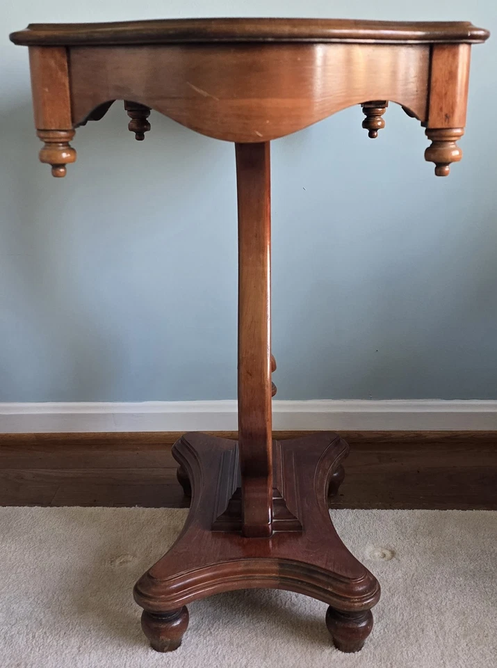 Mid Century Cherry Lyre Base End Table / Side Table 28"×20"×29"h Antique VTG - Image 3 of 4