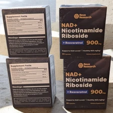 4 Pack 320ct NAD+ Supplement 900mg Reus Research AntiAging Nicotinamide Riboside