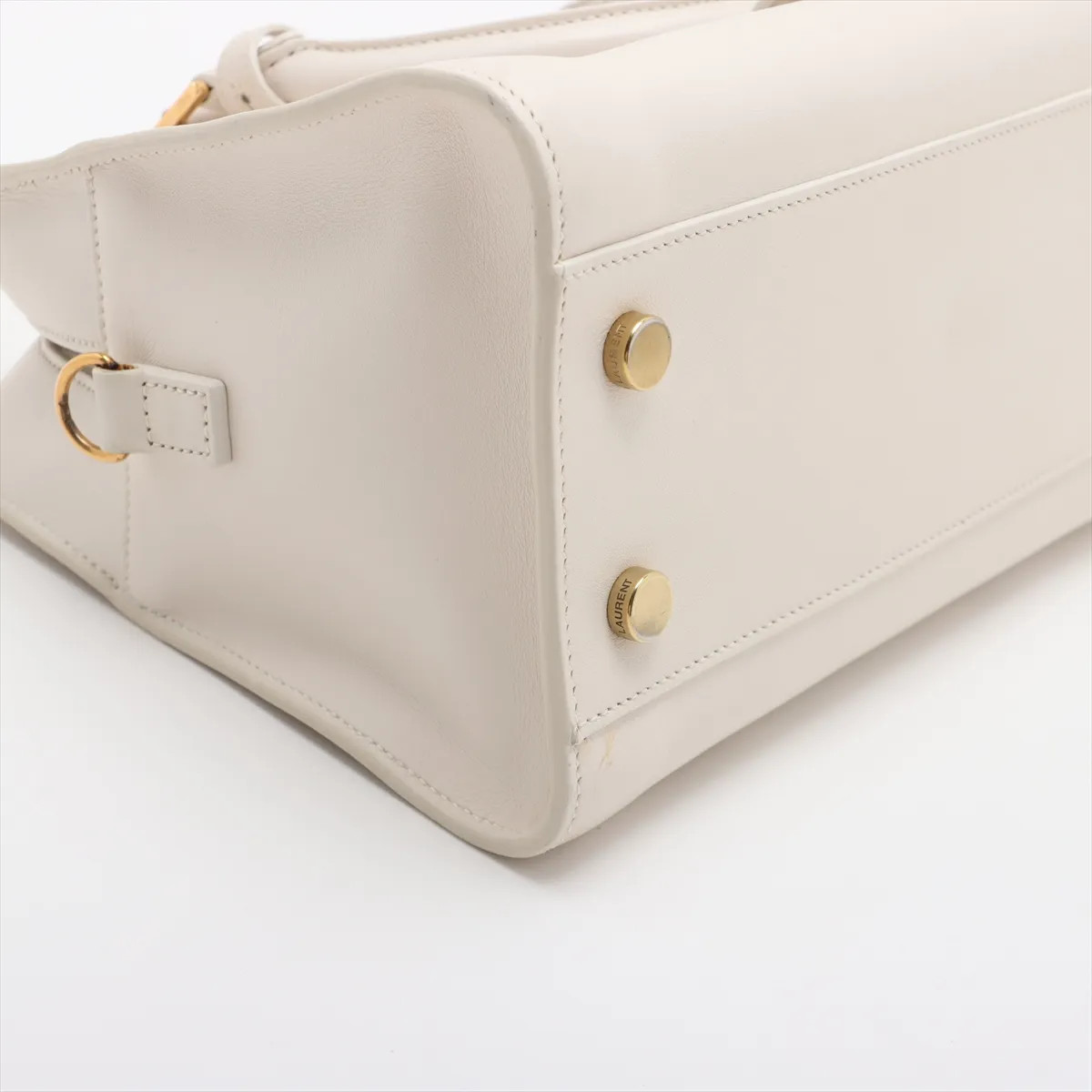 Borsa a mano Saint Laurent Paris Baby Cabas in pelle a 2 vie bianca 372087