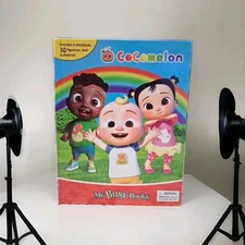 Cocomelon My Busy Books.  Storybook, 10 Figurines, Playmat. Corner Damaged 