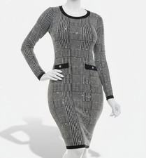 BCX Women's Black Round-Neck Sequin-Embellished Sweater Dress Juniors' Size XS