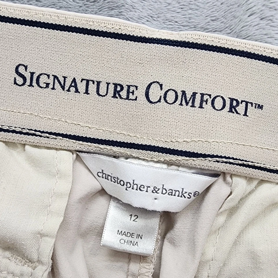 Christopher & Banks Pantalones Cortos Para Mujer 12 Tostado Caqui Tiro Alto Bermudas Elastizadas Informales Foto 4 de 4