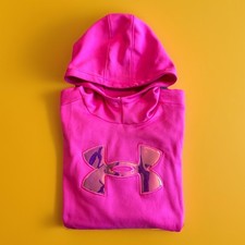 Under Armour Girl's Armour Fleece Iridescent Big Logo Hoodie Large NEW 40