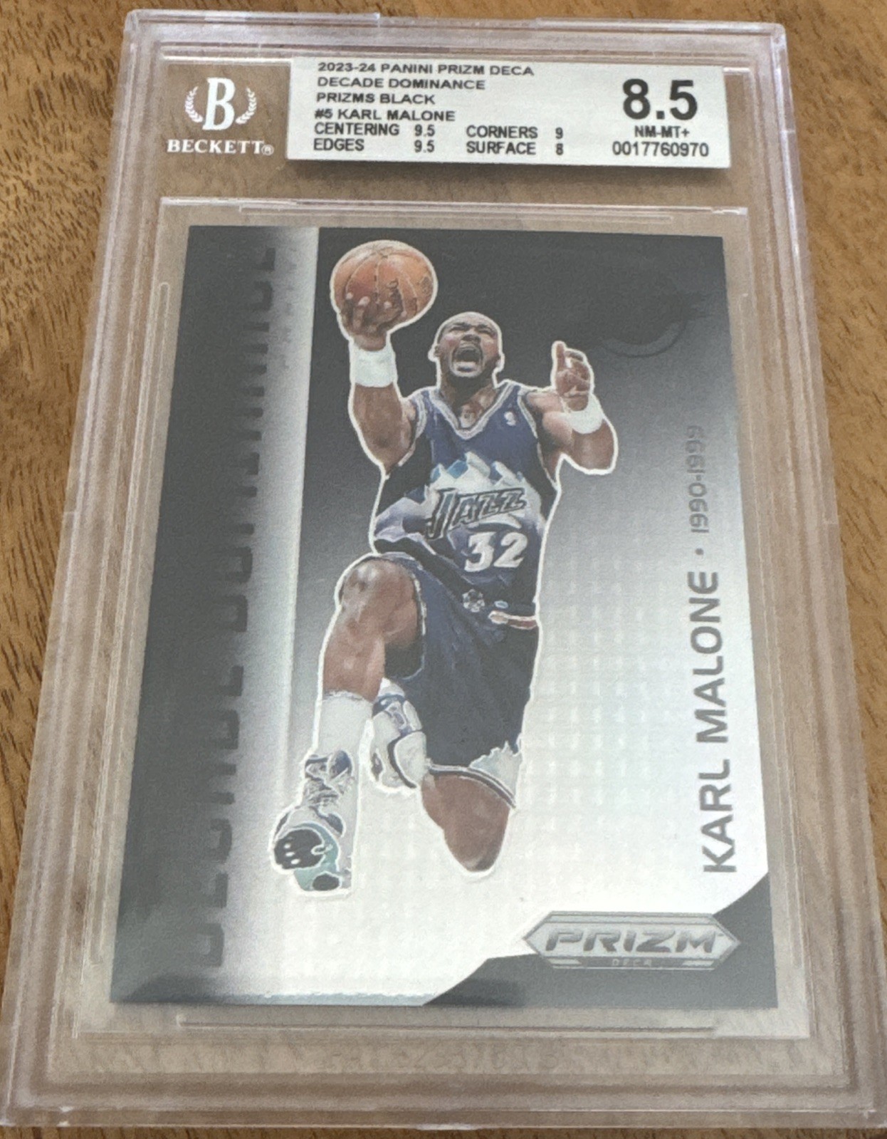 2023-24 Panini Prizm Deca- Decade Dominance Karl Malone Black 1/1 Jazz