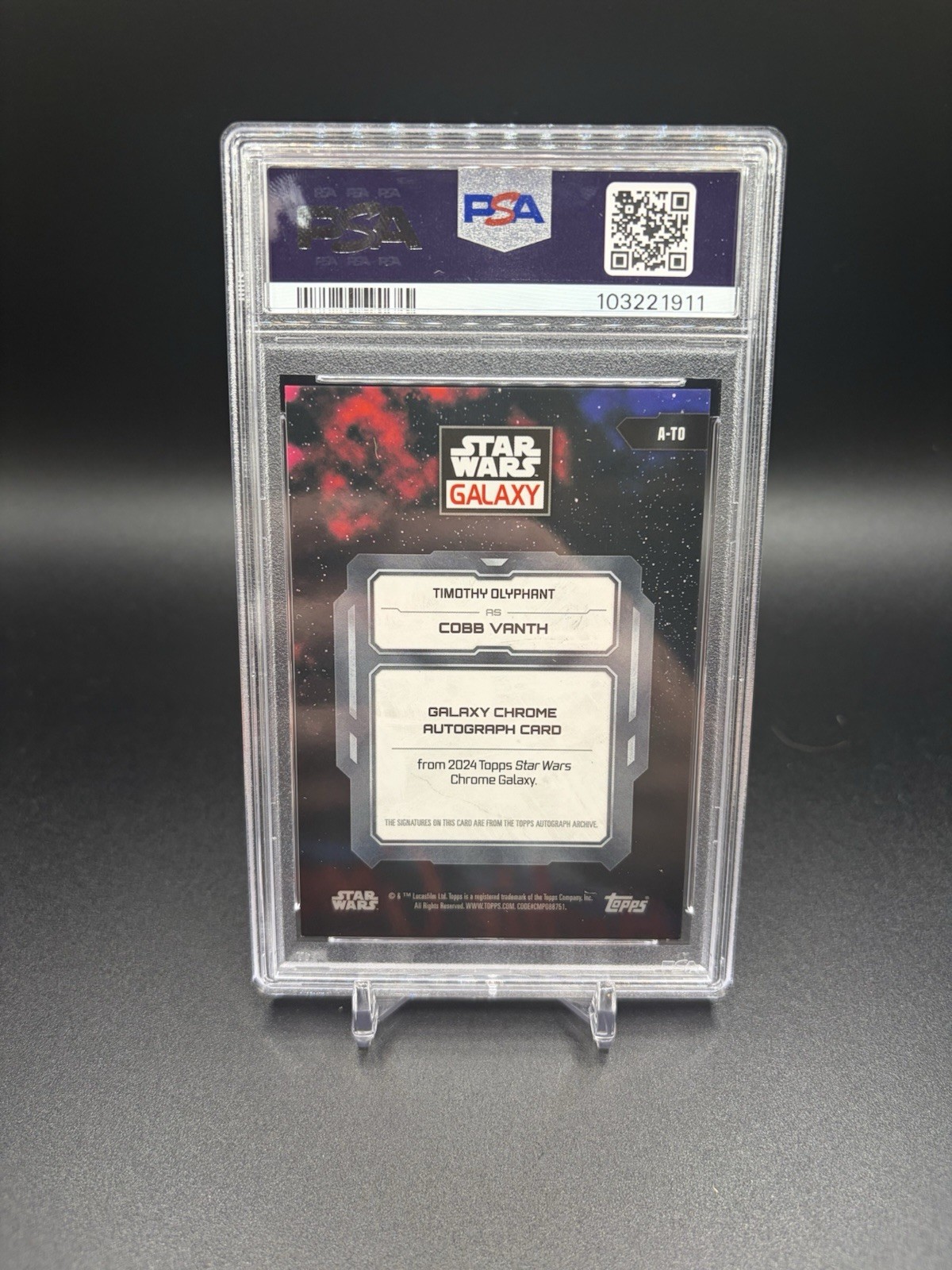 2024 Topps Star Wars Galaxy Cobb Vanth Auto Timothy Olyphant Orange /25 PSA9 view 2