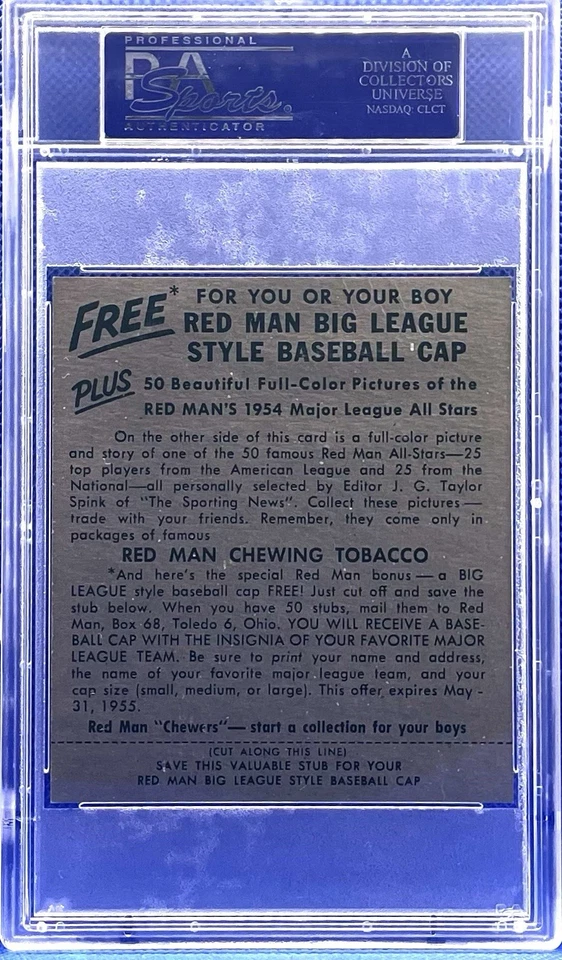 1954 Red Man Tobacco #NL-9 Del Rice Cardinals PSA 3 w/ Tab🔥⚾FLASH SALE!!!⚾🔥 - Image 2 of 4