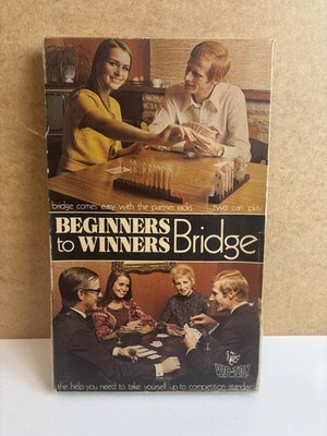 Bridge Anfänger bis Gewinner Vintage 1972 Komplettsatz Spielkarten, Regeln, Racks