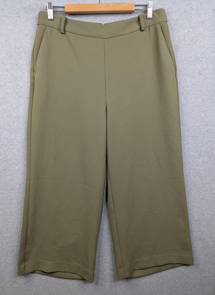 Sportscraft Pants Womens 12 Green Wide Leg Capri High Rise Career Office Event