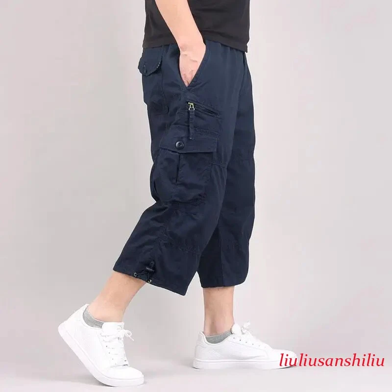 Men's Cargo Shorts Summer Casual Cotton Multi Pockets Short Pant Baggy Trousers