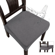 Waterproof Dining Chair Covers - 4 PCS Grey Seat Covers for Dining Room