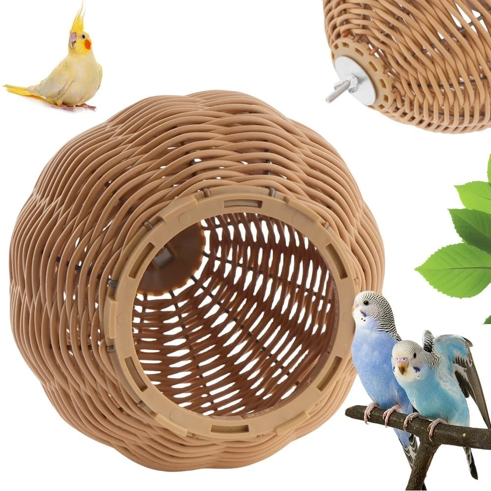 Rattan Bird Nest for Parrots, Cockatiels, Budgies & Finches - Chew Resistant Egg