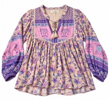 Spell & The Gypsy Collective Portobello Road Blouse Small Lavender Floral Boho