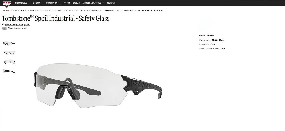Oakley Safety Glasses Z87 Tombstone Spoil Industrial Black OO9328