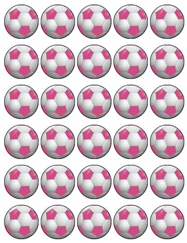 Soccer Ball Pink Edible Wafer Cupcake Toppers Football Cake Birthday Decorations - Foto 2 di 4