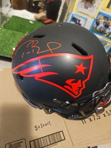 Tom Brady Eclipse Full Size Authentic Hemlet Fanatics COA Autograph With visor!!