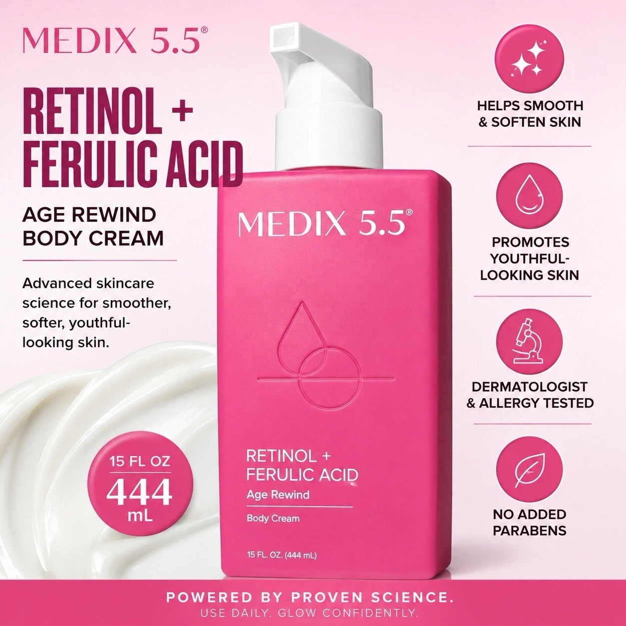 Medix 5.5 Retinol Body Lotion Firming Moisturizer | Crepey Skincare Treatment