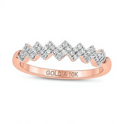 0,17 ct. TW natürlicher Diamant Zick-Zack vorsteckbares Band in 10 K Rotgold