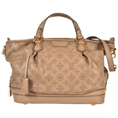 Louis Vuitton Stella Pm Tote Bag Monogram Mahina M93175 Beige Poodle Ar1160