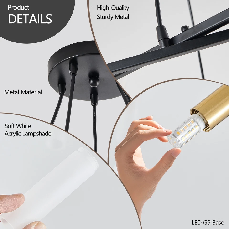 41'' 20 свет подвеска черный прямоугольник потолочная люстра кухонный остров крепление - Изображение 4 из 4