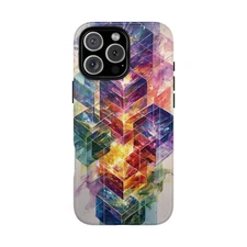 Phone Ink - Custom Case - Prismatic Cubes Vibrant Colors