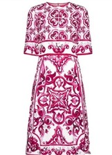 Dolce Gabbana Majolica Print Silk Dress NWT IT 38 US 2 $2495