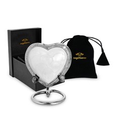White Heart Keepsake Urn for Human Ashes Handcrafted Brass Mini Urn Set