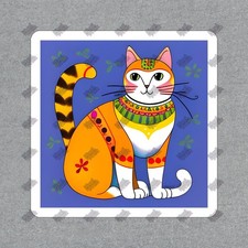 Colorful Cat Vinyl Sticker Cute Cat Decal for Laptop, Water Bottles, 544884