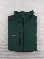 Patagonia Men's Full Zip Fleece Jacket Large Green Black Shoulder Panels