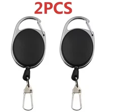 2pcs Retractable Key Chain Reel Badge Holder Fly Fishing Zinger Retractor with