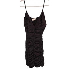 Studio 1011 Womens Black Silver Glitter Ruched Bodycon Mini Dress L Cocktail
