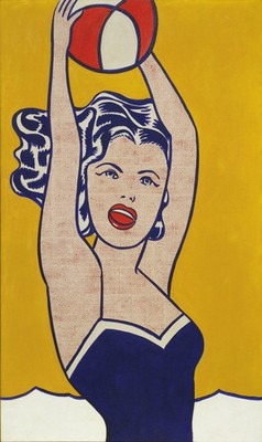 Roy Lichtenstein - Mädchen mit Ball Kunstdruck Poster Wanddeko feines Exponat Vinta