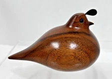 Vintage John Bennett Walnut Wood Quail Carving Sculpture Hand Signed 4 1/4 Inch