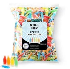 Nik L Nips Wax Bottle Candy Drinks, 1LB Bulk Candy - Nostalgic 90s Candy - So...