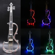 Transparent Electric Violin 4/4 Acrylic Body 3 Colors Led Light Nice Tone EV8